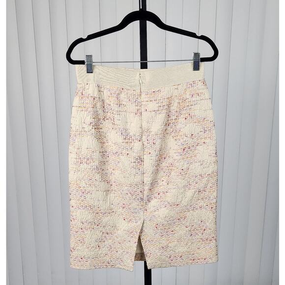J. Crew Textured Midi Pencil Skirt Embroidered Cream Multi Women's Size 6 - Picture 2 of 11